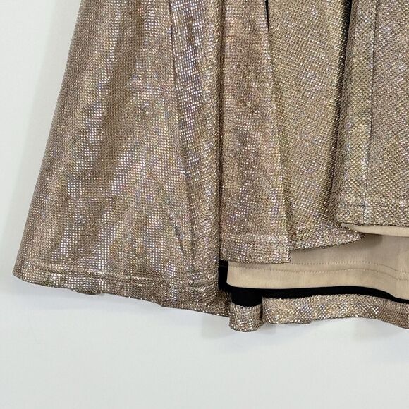 Lulus Keeps Getting Better Gold Sparkle Strappy Skater Mini Dress Women's Small - Picture 7 of 9